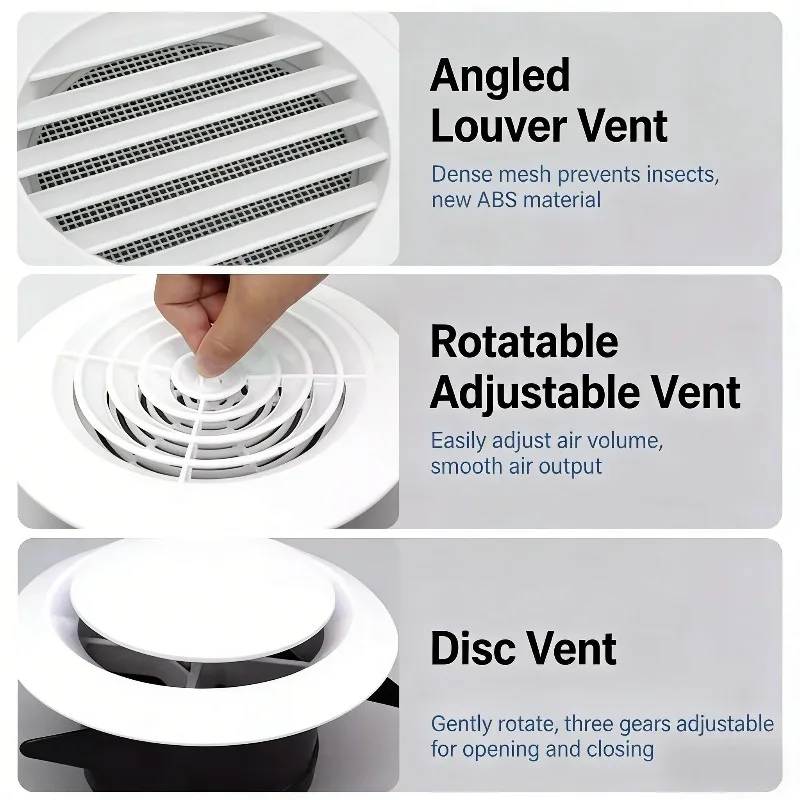Ventilasi AC Modern Bulat ABS, Kisi-kisi Plastik untuk Ventilasi Kantor dan Rumah