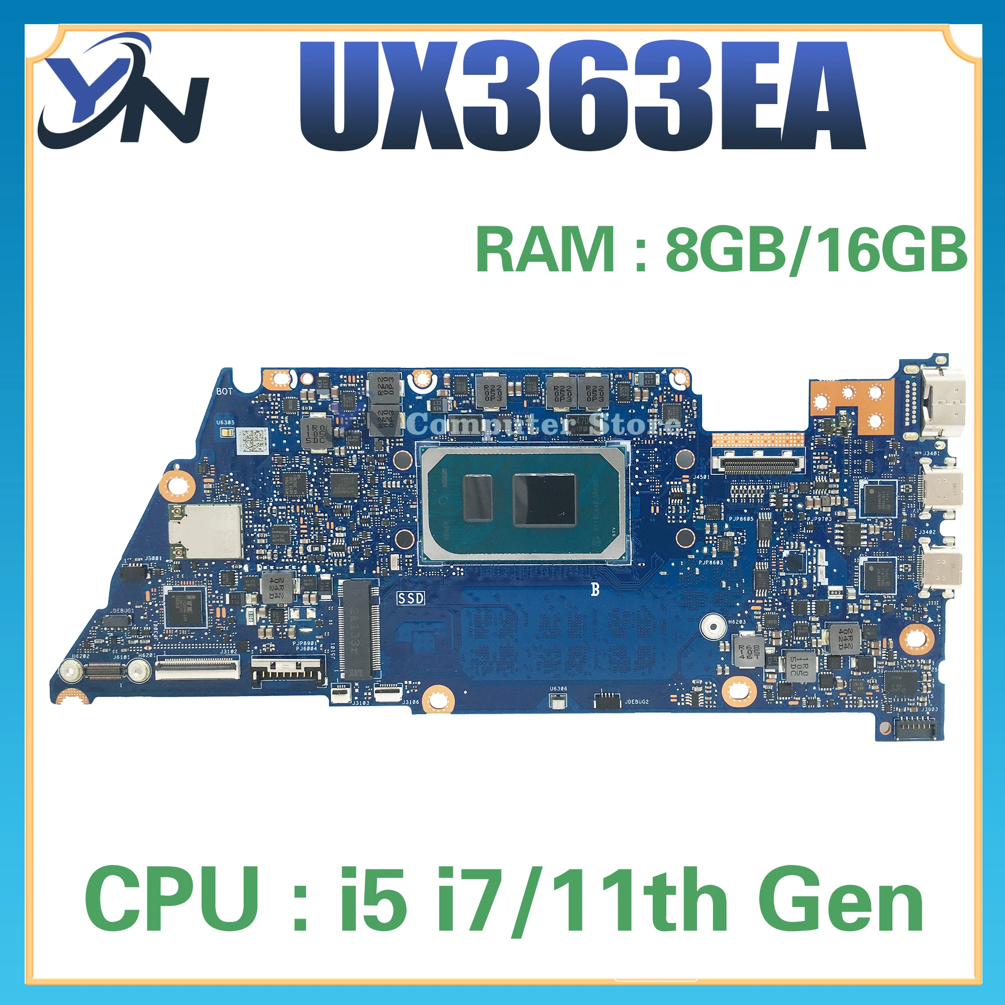 

UX363EA Mainboard For ASUS Zenbook Flip 13 OLED UX363E BX363EA RX363EA Laptop Motherboard I5 I7 11th Gen 8GB/RAM 100% Tested OK