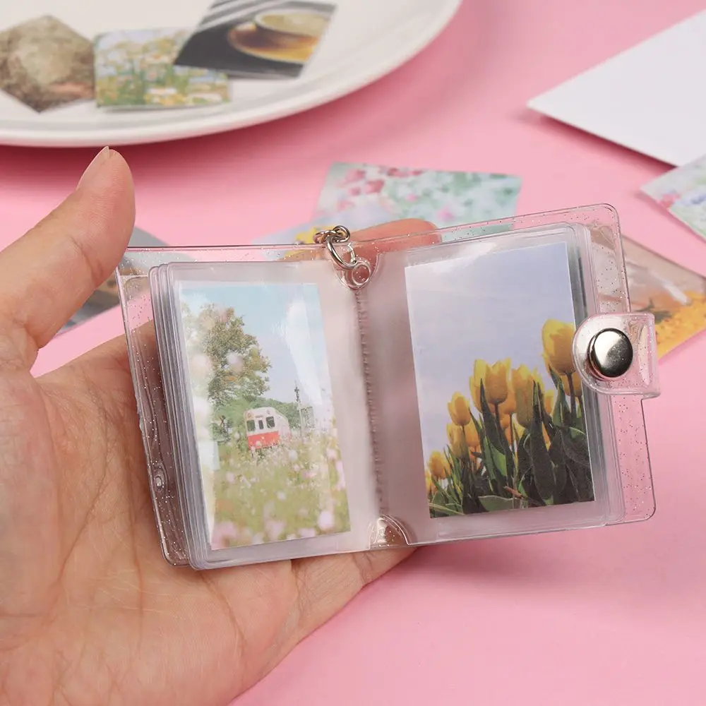 1PC Receipt Holder Stationery Key Chain Jewelry Accessories 2 Inch Photos Holder Mini Photo Albums For Photos Cards