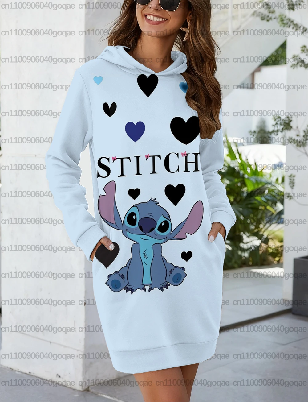 Robe à capuche pour femmes, avec dessin animé Disney Stitch, imprimé mignon et doux, à la mode, Style de rue, chemise de sport, tenue de fête, nouvelle collection
