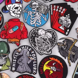 Punk Rock Embroidery Patch Horror Ghost/Skull Embroidered Patches On Clothes Jeans Iron On Patches For Clothing Sewing Patch