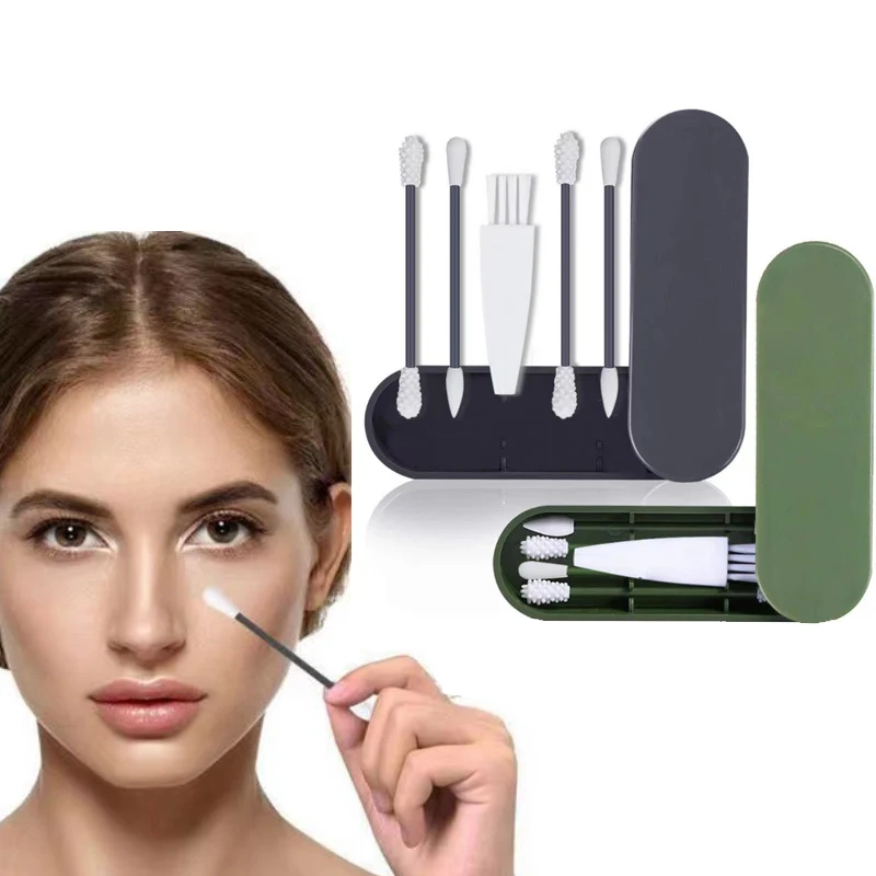 4Pcs Reusable Cotton Swabs Silicone Ear Pick Spiral Cleaner Tool Portable Silicone Swab Clean Sticks Buds Lip Eyeliner