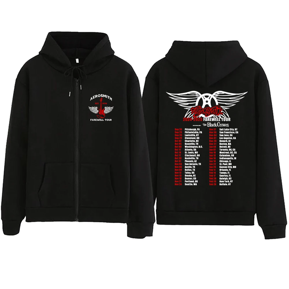 

Aerosmith Farewell Tour 2024&2025 Zipper Hoodie Harajuku Pullover Tops Sweatshirt Streetwear