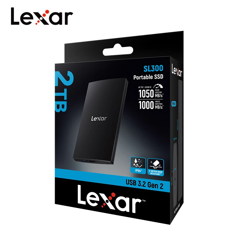 Lexar SL300 USB 3.2 Gen 2 Portable SSD Hard Drive 1TB 2TB External Solid State Drive Up to 1050Mb/s Hard Disk for Phone PC Pad