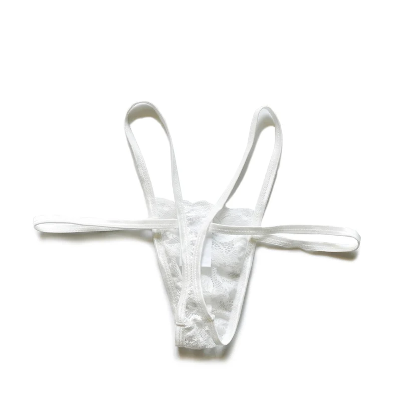 Men's Sexy Hot Thongs Low-Waist Underwears Gay Accessories Lace Black Net Transparent G-String Single String Hollow Out Lingerie