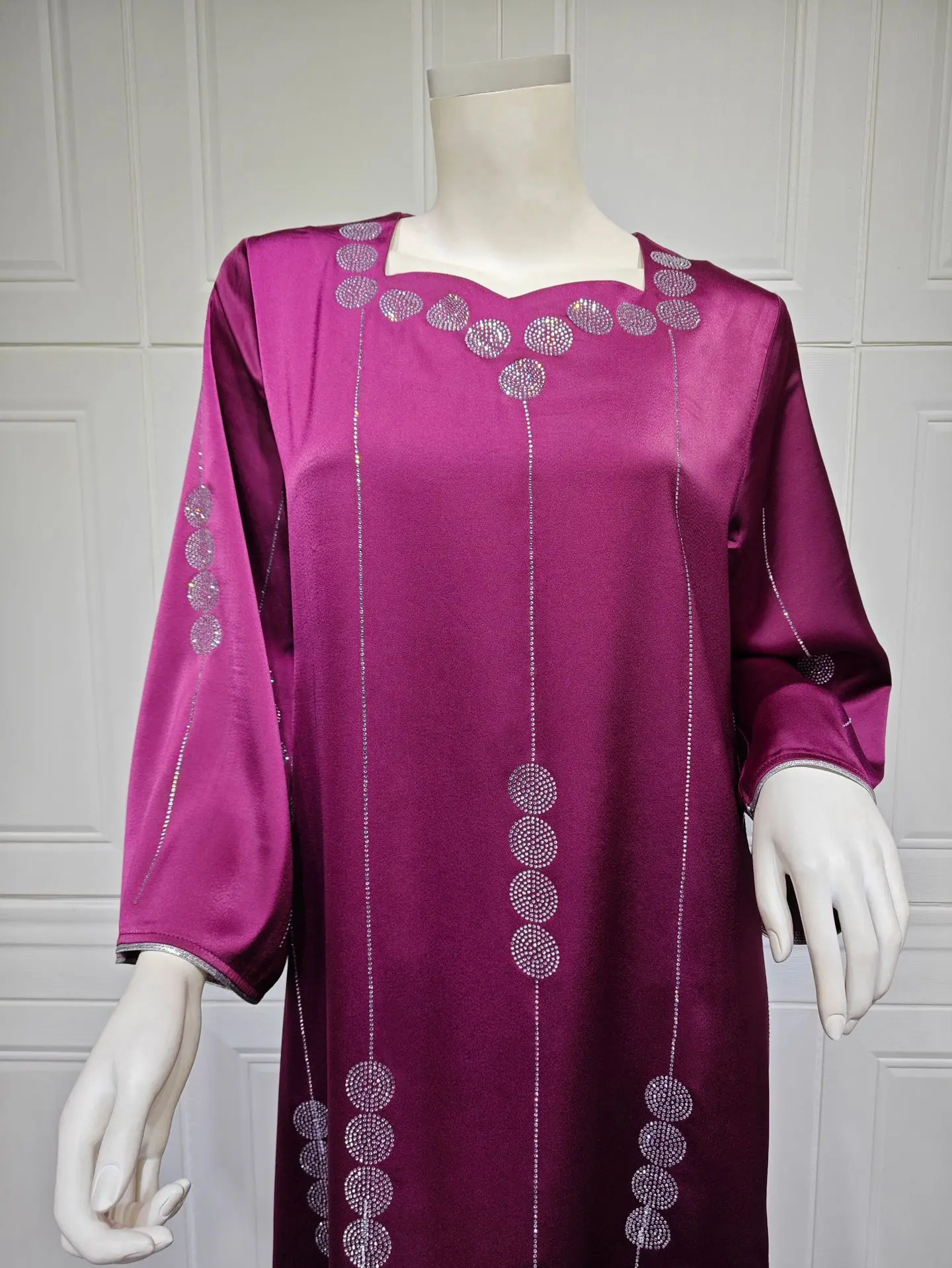 

Dubai Muslim Abaya Party Dress Turkey Women Arab Diamond Satin Abayas Long Dresses Maxi Robe Kaftan Woman Eid Ramadan Vestidos