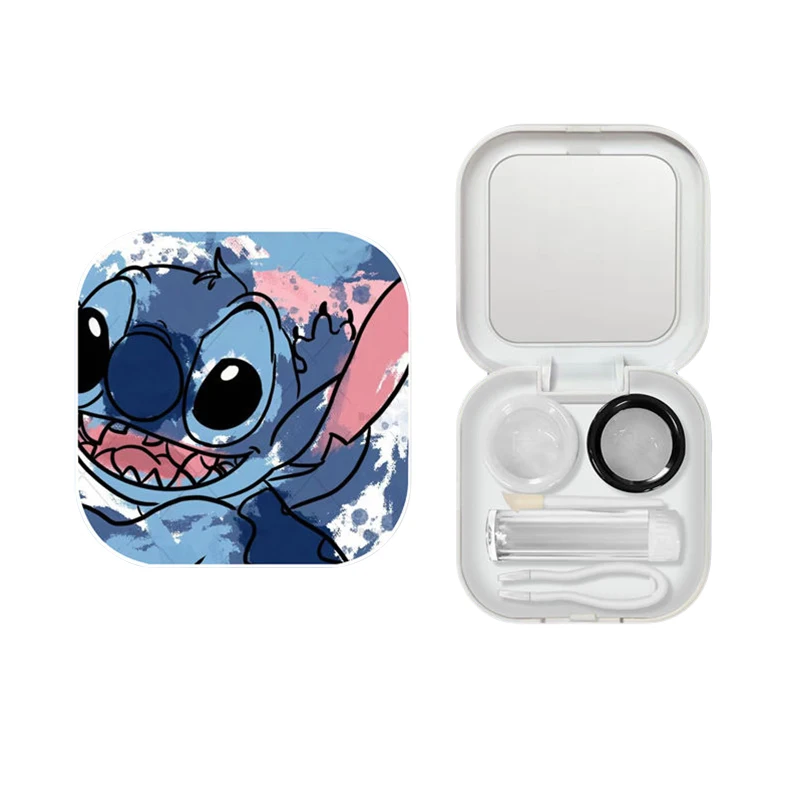 Disney Stitch Contact Lens Case Portable Myopia Pupil Case Travel Kit Easy Carry Mirror Lenses Box Container Cartoon Lenses Box