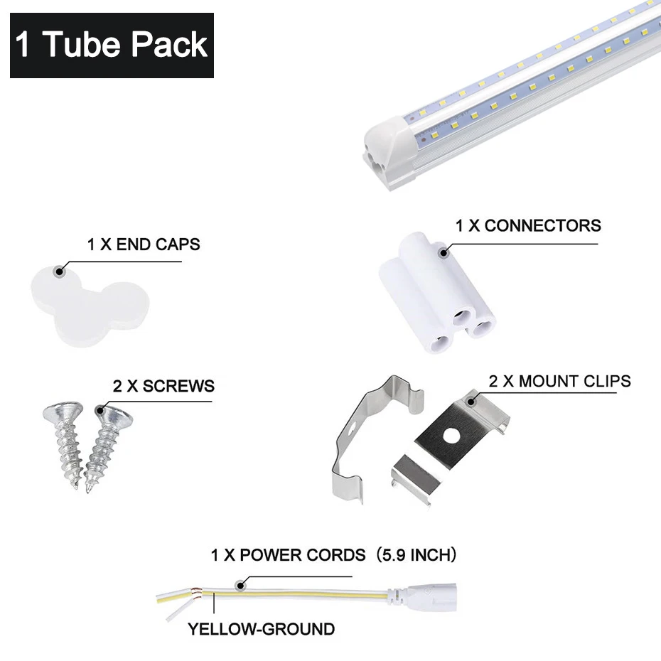 Tubo de bombillas Led T8, lámpara de barra en forma de V, iluminación interior, blanco frío y cálido, 20W, 2000lm, 96Led, 2835SMD, 57CM, alrededor de 2 pies