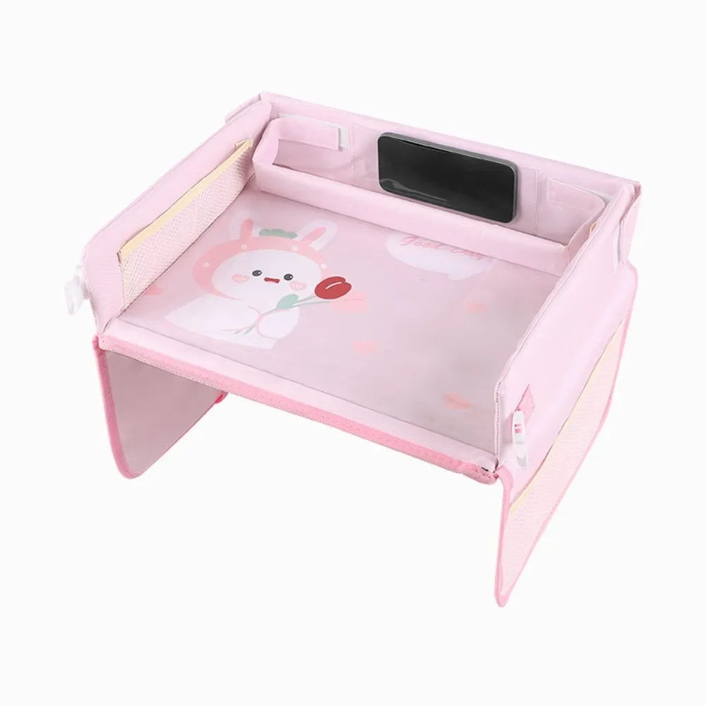 Waterproof Cartoon Baby Car Seat Tray Rabbit Snack Tray Kids Toy Holder Desk PVC Ox Cloth Car Tray Table Car Storage Organizer
