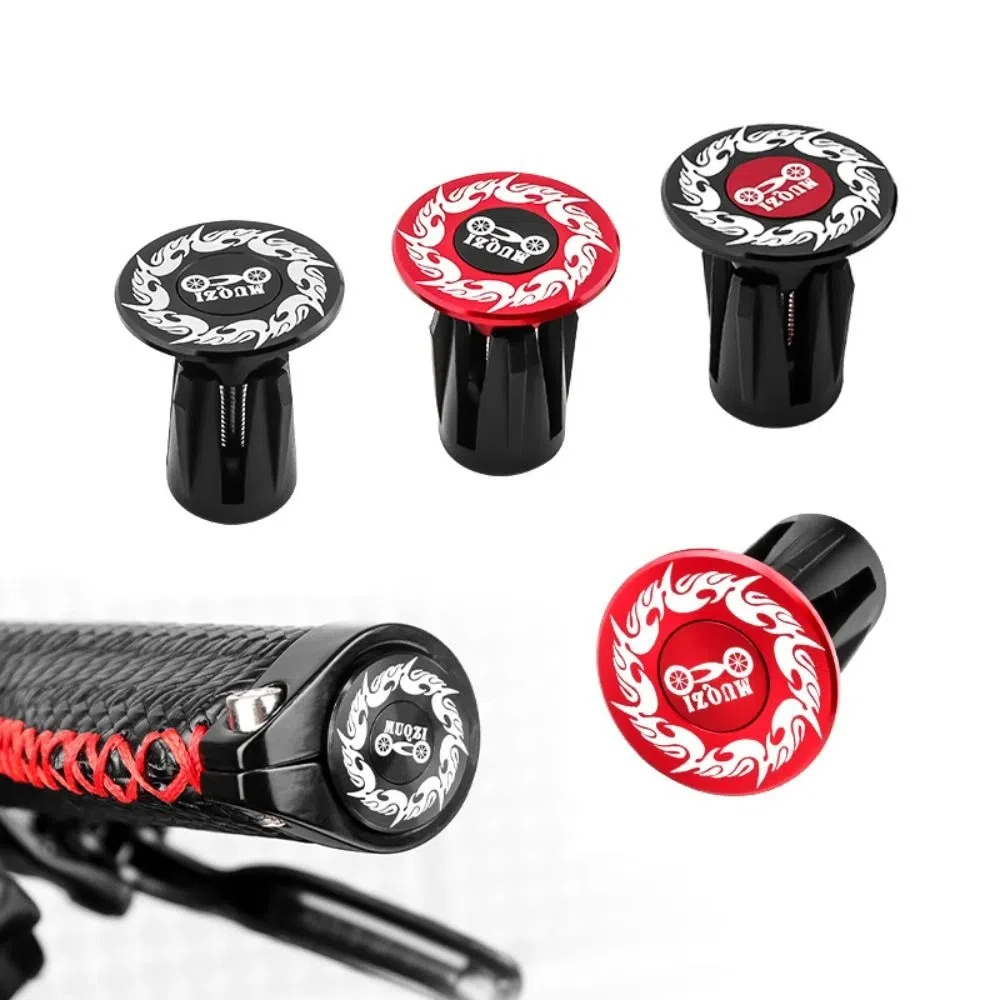 

1 Pair Flame Pattern Bike Handlebar Plugs Universal Lightweight Handlebar End Caps Aluminum Alloy Dustproof