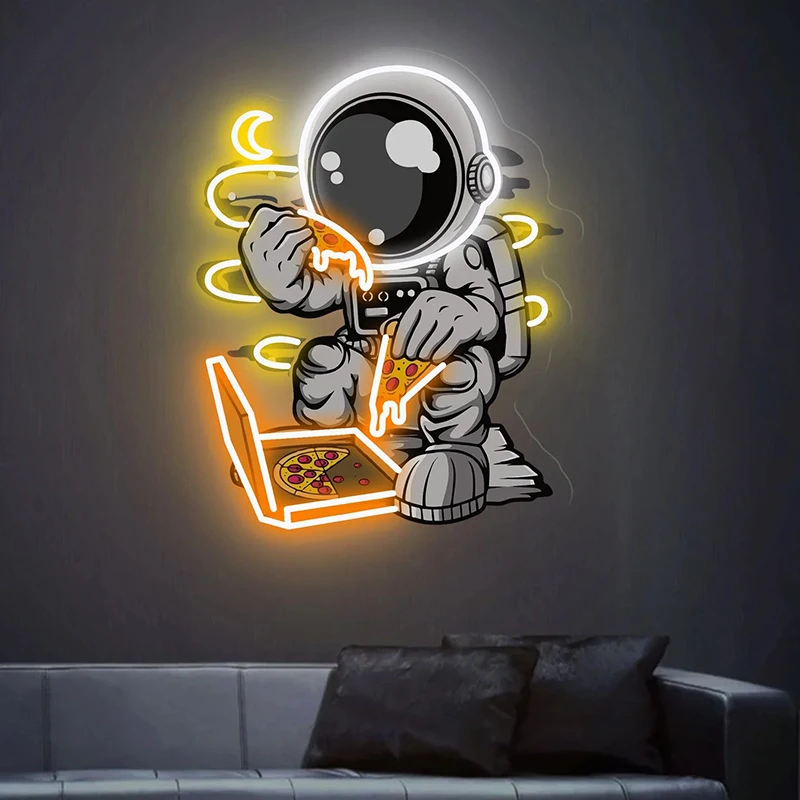 

Astronaut Neon Sign Pizza Neon Sign Spaceman Eating Pizza Neon Signs UV Printing Acrylic Art Bedroom Living Room Wall Decor