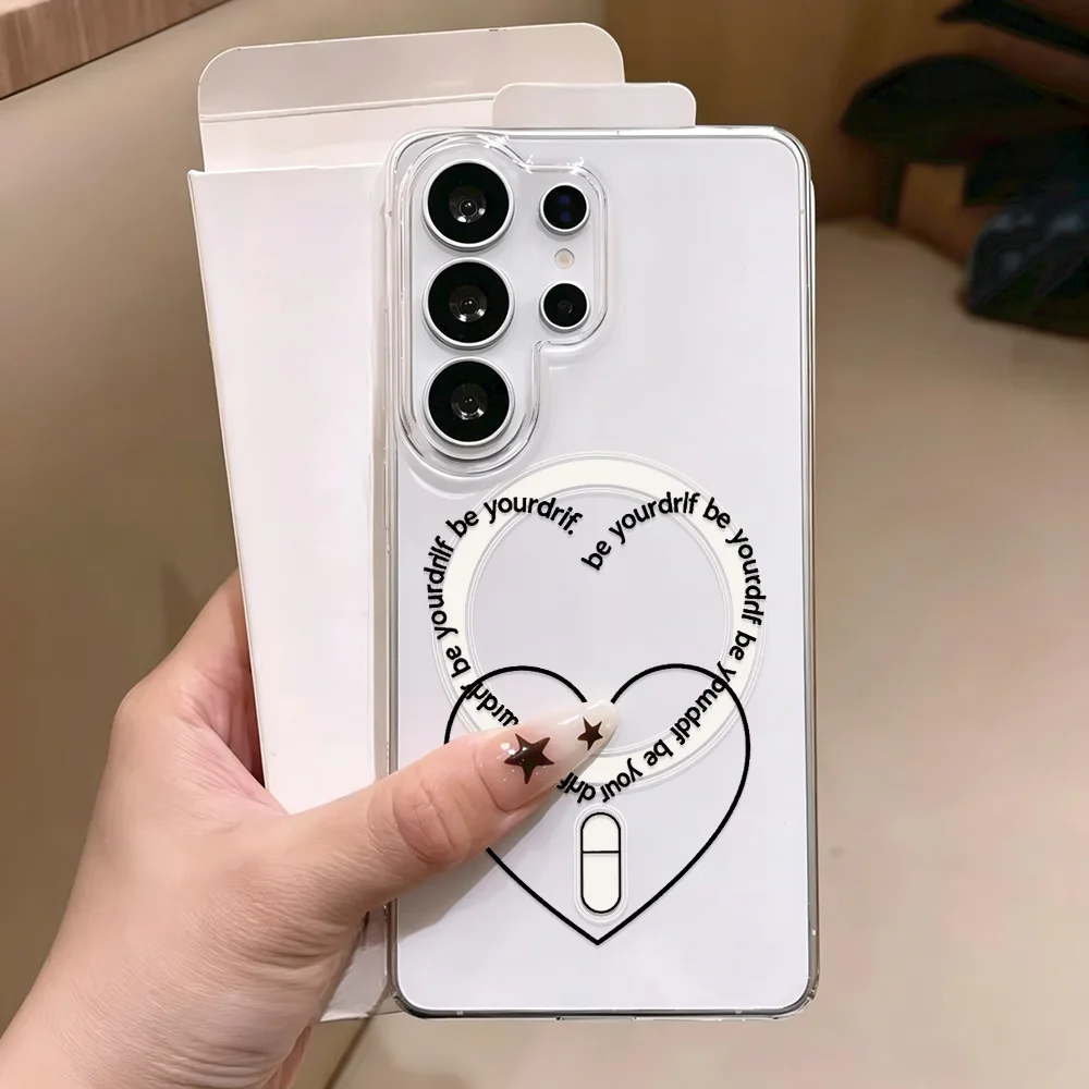 Coque de téléphone Magsafe Love Heart pour Samsung S26 Ultra A56 5g A57 A37 A17 A07 A16 A06 A15 A55 A54 A35 A26 S25 S24, coque transparente