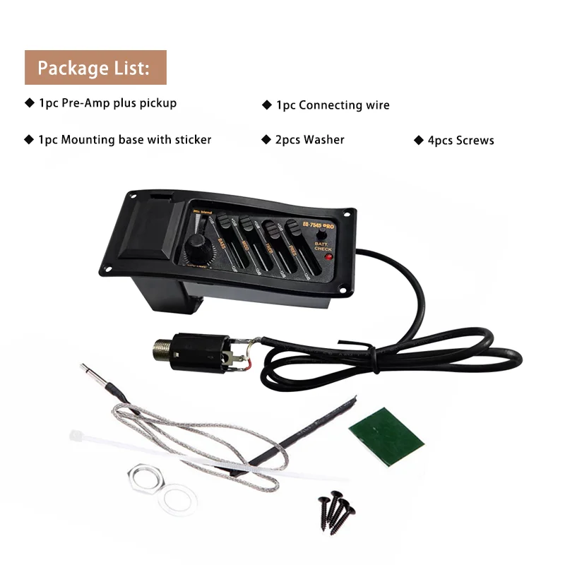 New Arrival Acoustic Guitar Pickup 4 Band EQ-7545 Pro Guitar Preamp Amplifier With Mic Blend