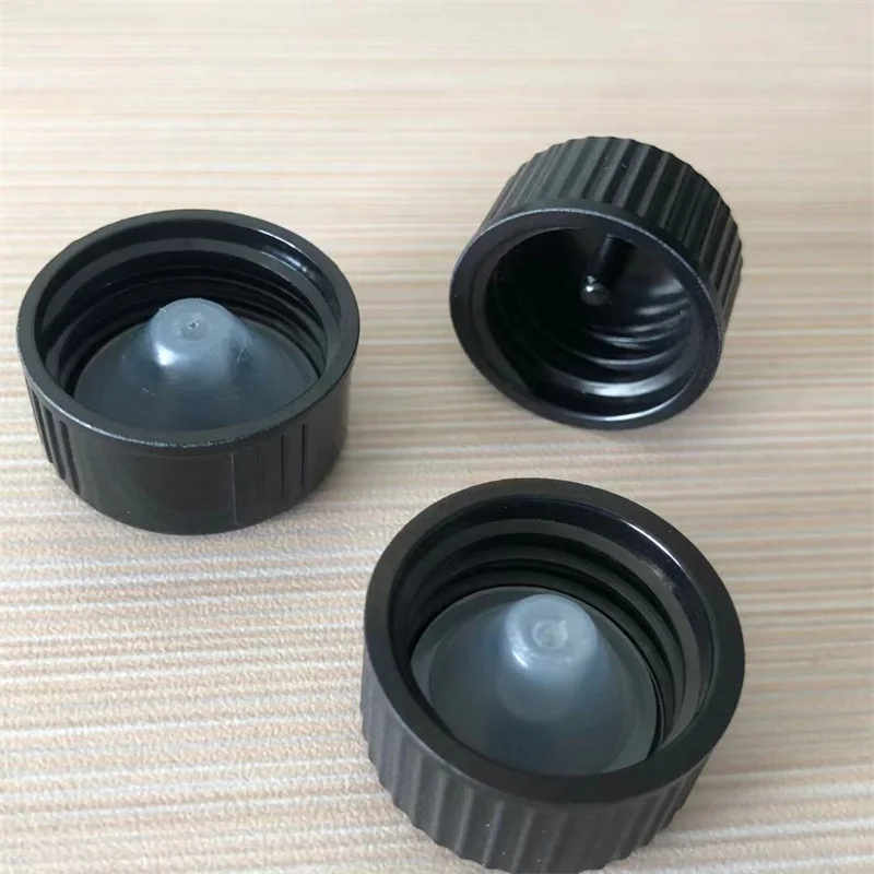 100pcs 18mm 24mm 28400 Essential Oil Bottle Lid Screw Bakelite Cover Phenolic Resin Cap Transparent Inner Plug Black Plastic Top