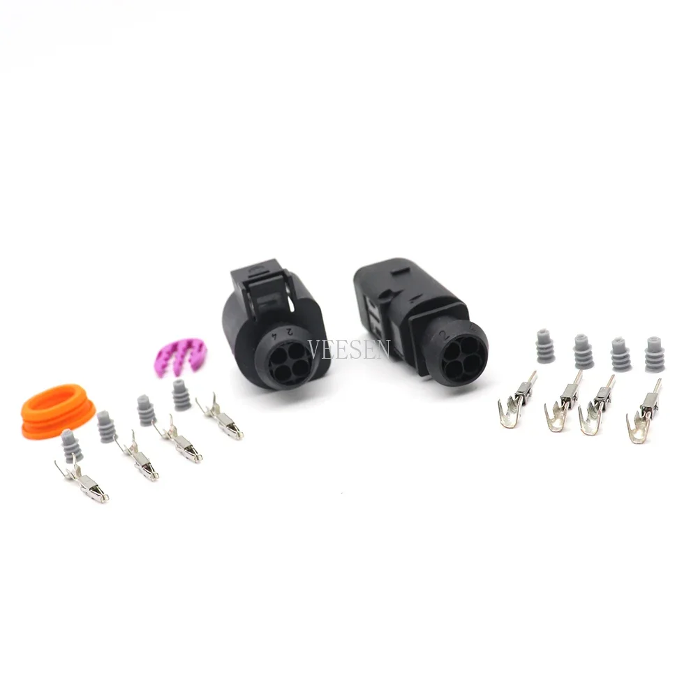 5Set 4P 1.5 Round Automotive Water Temperature ABS Sensor Plug for PA66 Black Waterproof Connector 0.5-0.8mm2