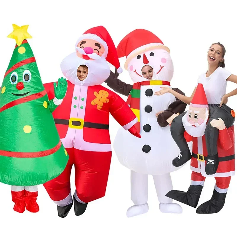 2025 New Adult Halloween Inflatable Mascot Costume Santa Claus Snowman Elk for Christmas Carnival Party X156