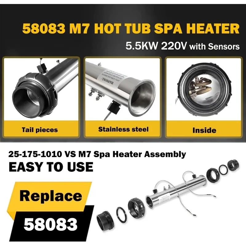 Ensemble de chauffage M7 de remplacement, pour systèmes de contrôle Balboa BP, VS et EL2001, 5,5 kw, 220 volts, 2025 58083