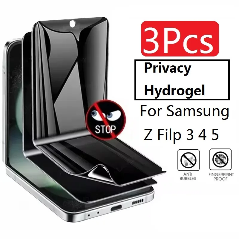 3 Stück Anti-Spionage-Hydrogelfolie für Samsung Galaxy Filp 3 4 5 6 7 5G Sichtschutz-Displayschutzfolie