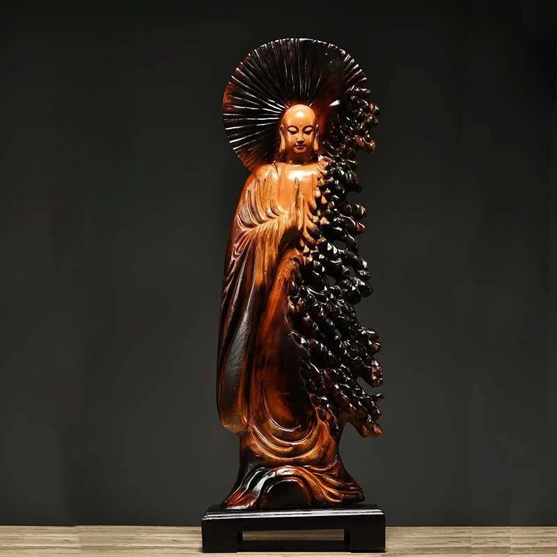

Camphor wood carving Buddha statue Bodhisattva ornament home living room entrance mahogany crafts