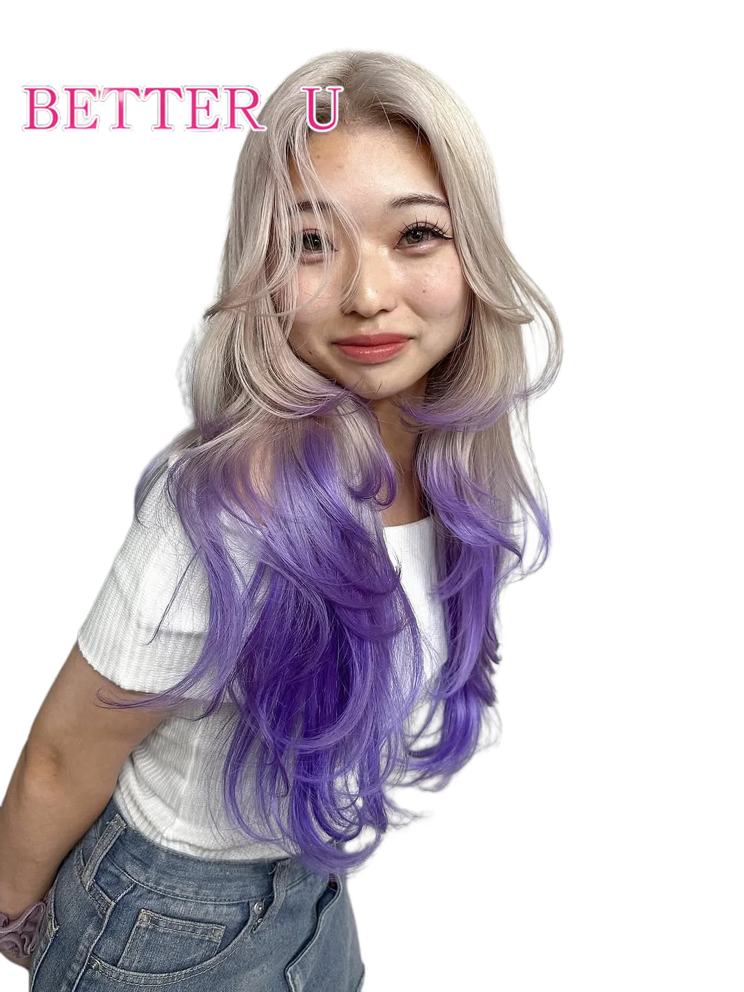 プラチナ/パープル ボディウェーブ 13x6 レースフロント 人毛ウィッグ 生え際処理済み ブラジリアンブロンドカラー 13x4 レースフロントウィッグ 女性用