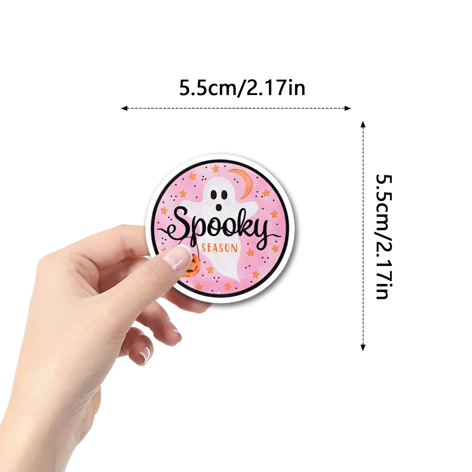 50PCS Cute Pink Halloween Ghost Skull Pumpkin Stickers DIY Stickers Scrapbooking Phone Luggage Skateboard Waterproof Decals