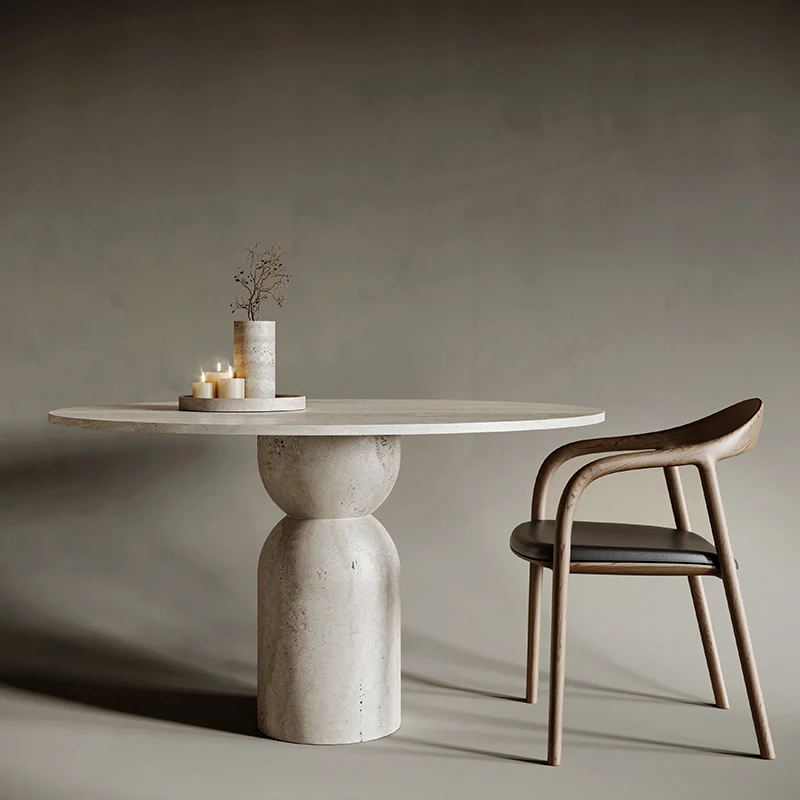 

Guangdong Supplier Concrete Textured Furniture Household White Marble Small Dining Table