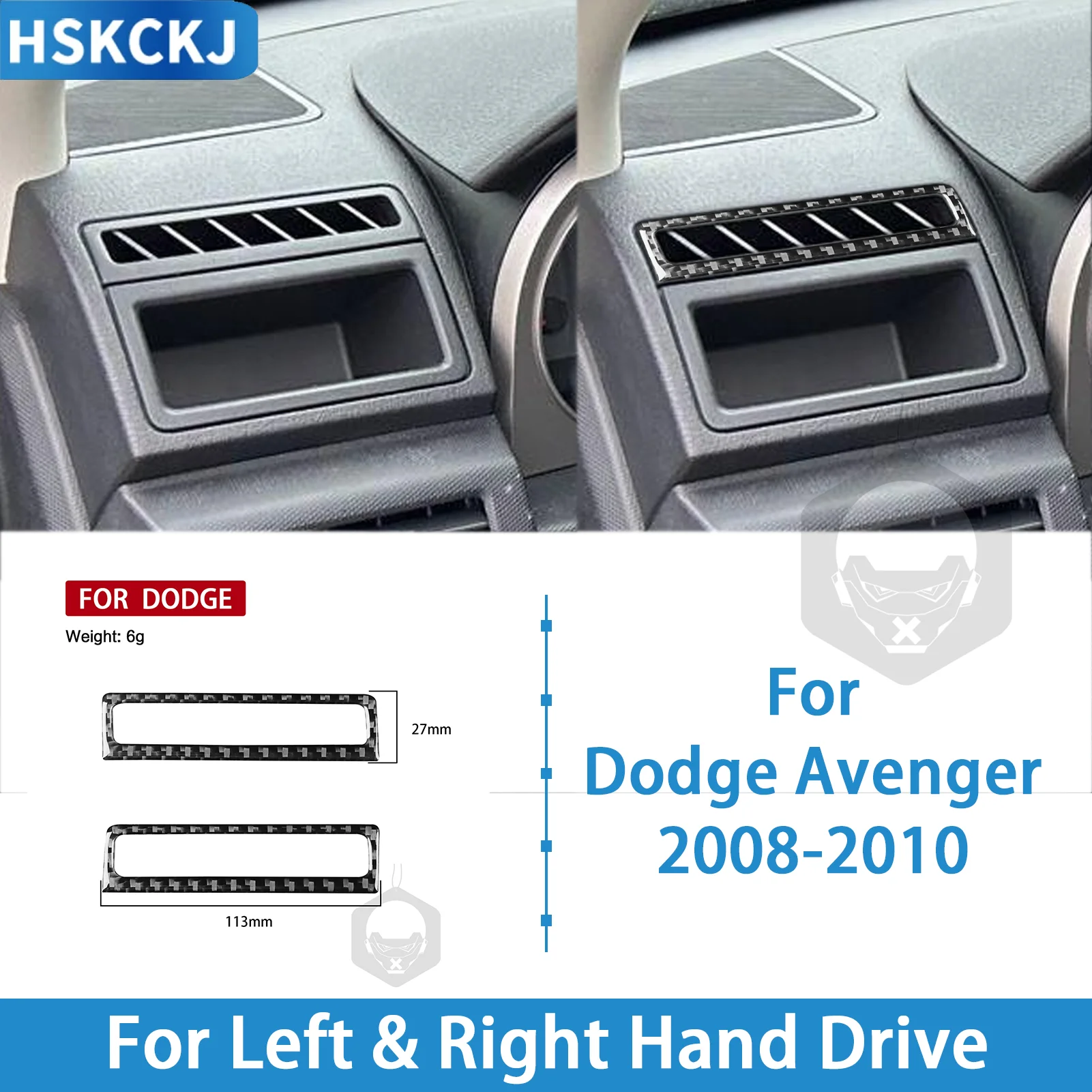 For Dodge Avenger 2008-2010 Real Carbon Fiber Defroster Vent 2PCS Car Interior Decoration Accessories Styling Trim Cover Sticker