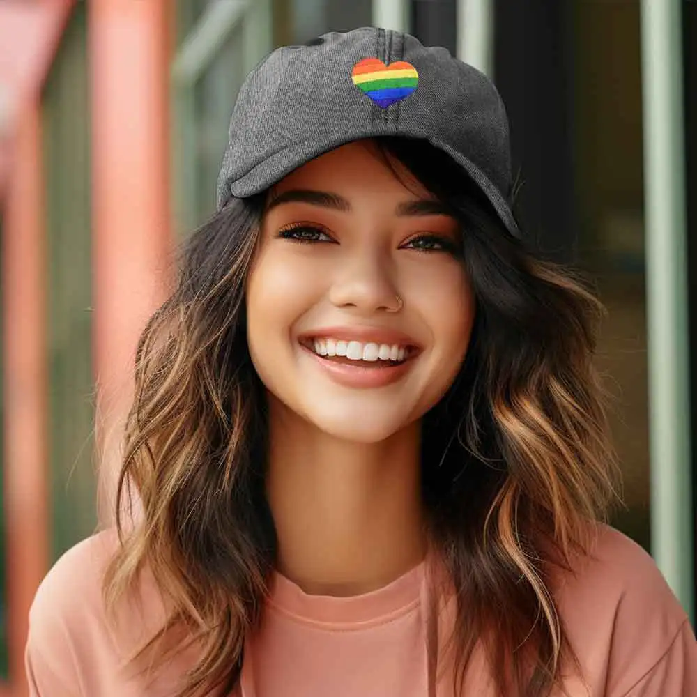 

Rainbow Heart Cap