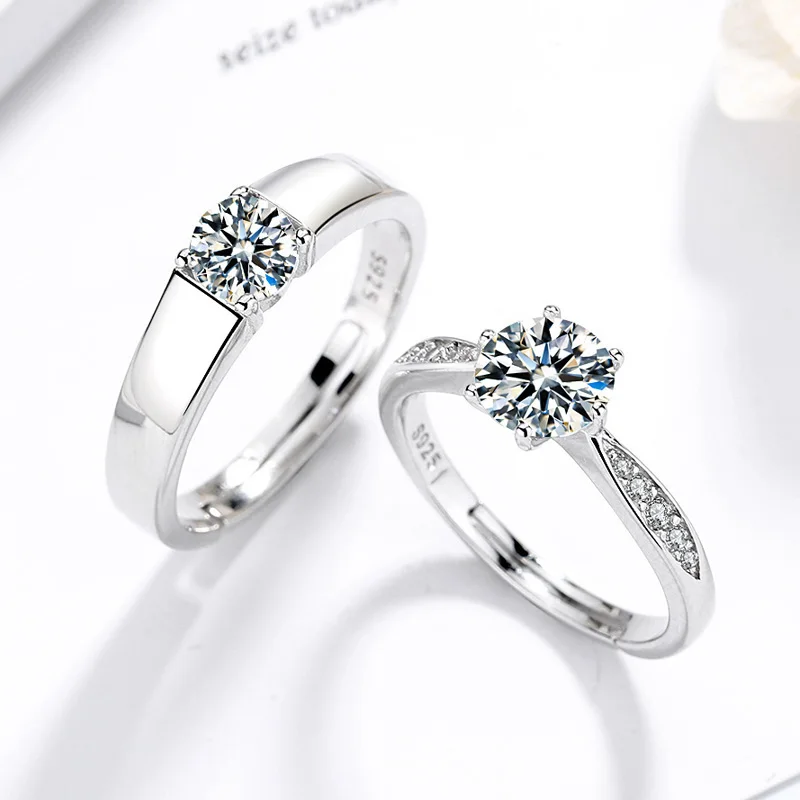 Zircon Wedding Rings for Women Luxury 925 Silver Hoops Couple Ring Set Simple Fashion Trend in 2003