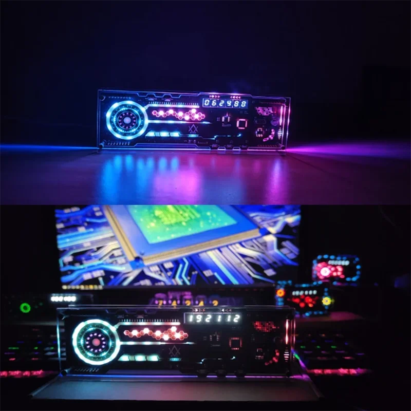 NEW Cyberpunk RGB LED Clock Art Sense of Technology Gaming Atmosphere Room Desktop Decoration Cyberpunk Clock Computer