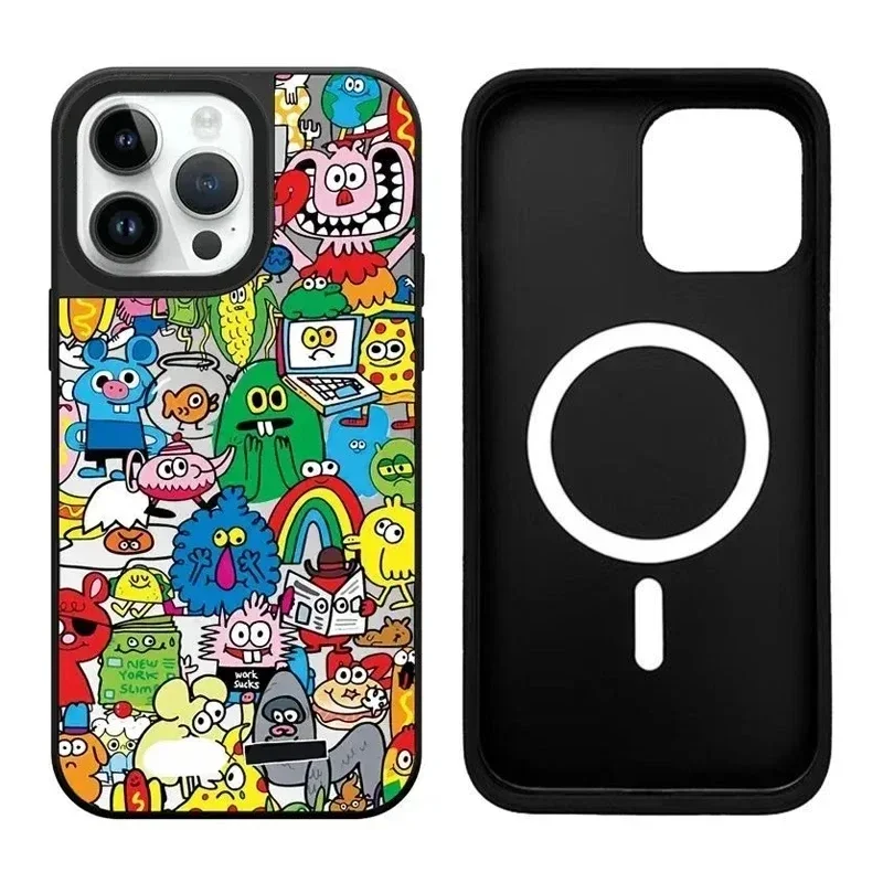 

Cartoon Cute Monster iPhone 11 12 13 14 15 Pro Max Mirror Surface MagSafe Case Cover Shell