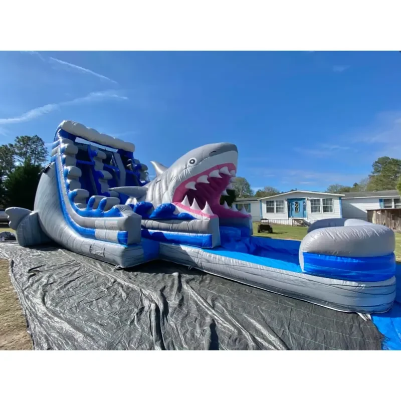 20ft Height Outdoor Double Slides Inflatable PVC Shark Slide for Adults Kids Durable & Eco-Friendly for Commercial Rental Use