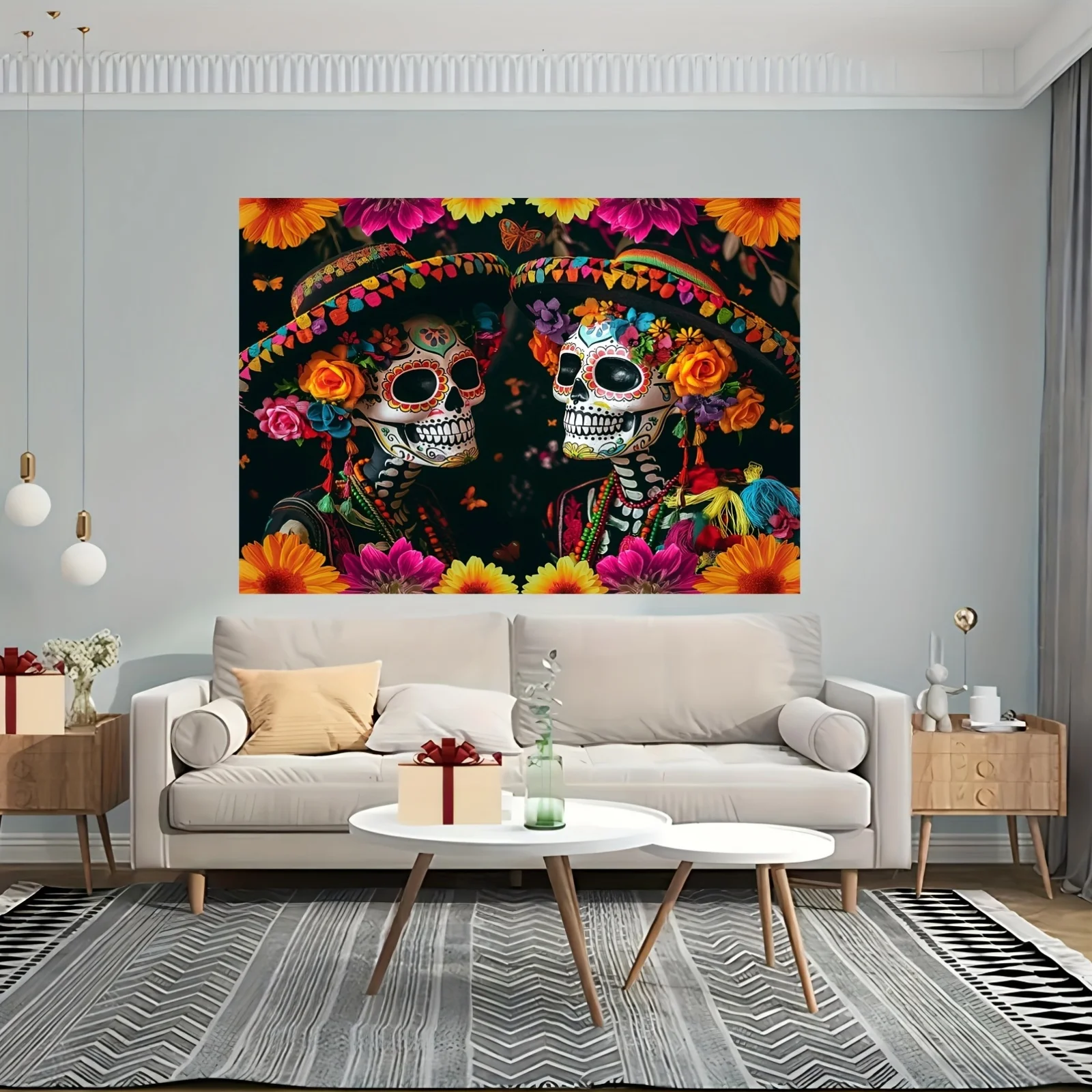 Day of The Dead Backdrop Mexican Dia DE Los Muertos Photographic Background Fiesta Sugar Skull Party Decor Banner Photo Booth