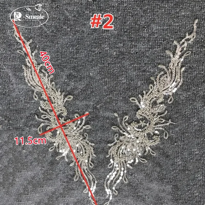 3 Design Silver Encrypted Beaded Embroidery Sequin Collar Appliques, Wedding and Evening Dress Flower Accessories RS2888