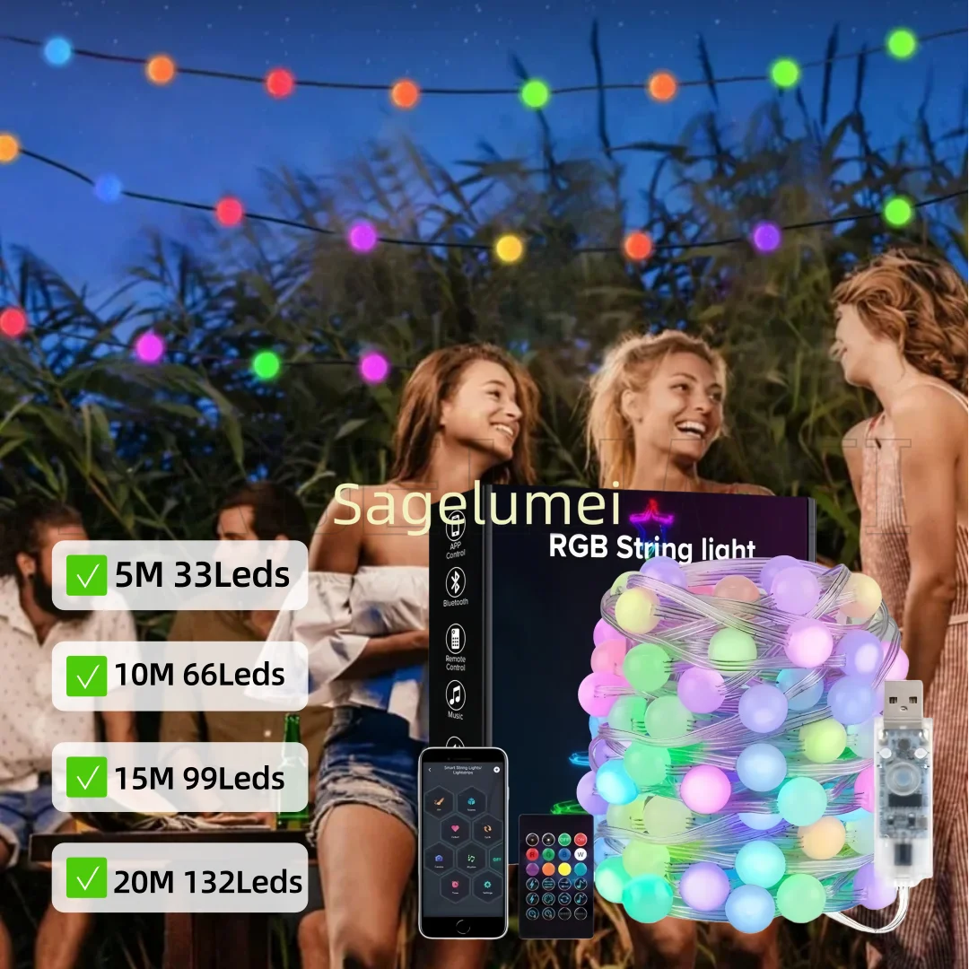 RGB Dreamcolor WS2812B Led قطاع الذكية APP عيد الميلاد جارلاند ضوء مقاوم للماء عطلة حفلة الستار غرفة Led سلسلة الجنية أضواء