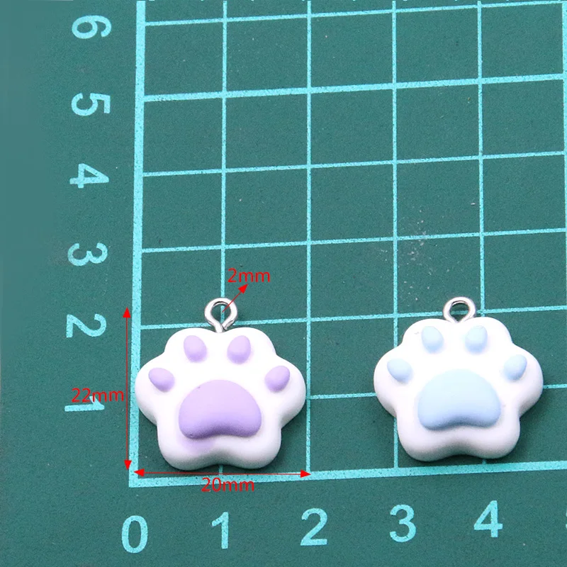 10PCS 20X22mm 7 Color Cat Claw Resin Charms DIY Cartoon Animal Earring Pet Choker Pendants Jewelry Accessory Make