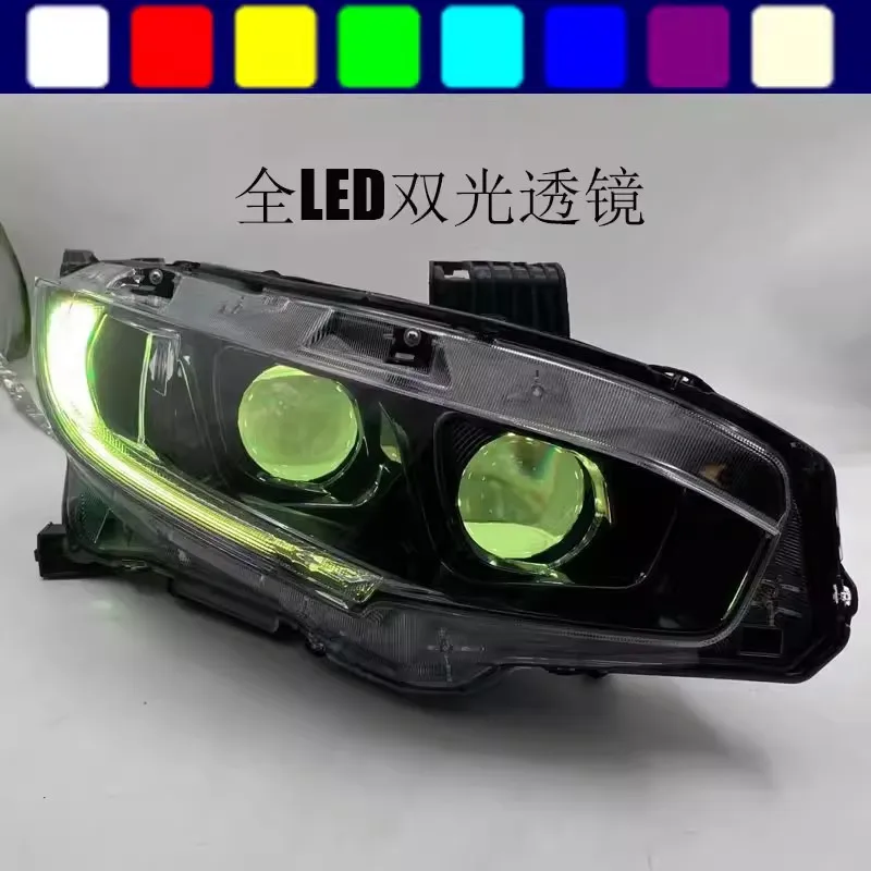 

Светодиодная фара для Honda Civic 10-го поколения, модифицированная, с эффектом «дьявольских глаз», передняя лампа, указатель поворота, дневные ходовые огни