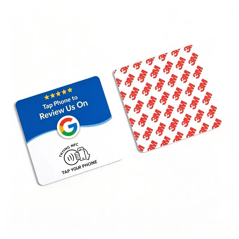13.56MHz NTAG215 Square Google Review NFC Tap Table Sticker, 3M Adhesive Desk Tag for Business Customer Reviews