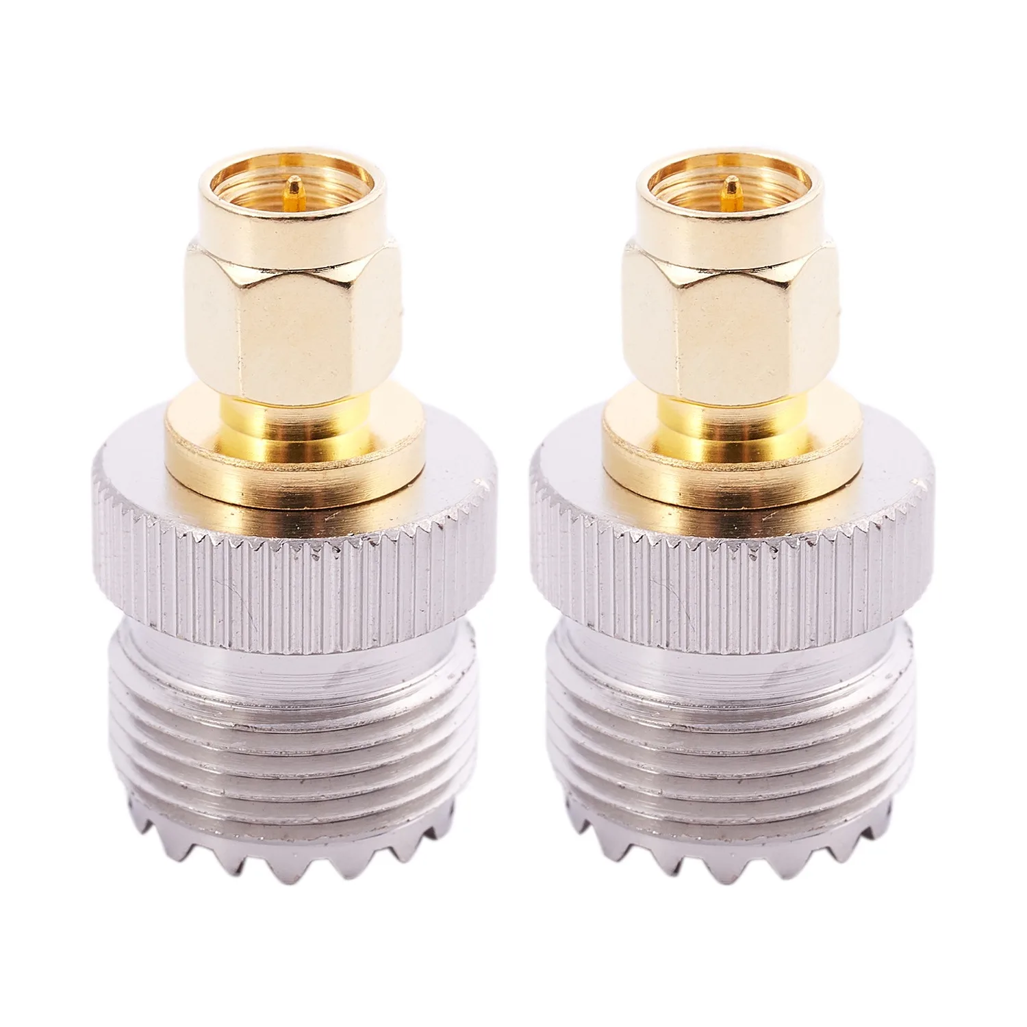 2x SMA Male to UHF Female SO239 SO-239 Jumper Plug RF Adapter Connect PL-259 Gold