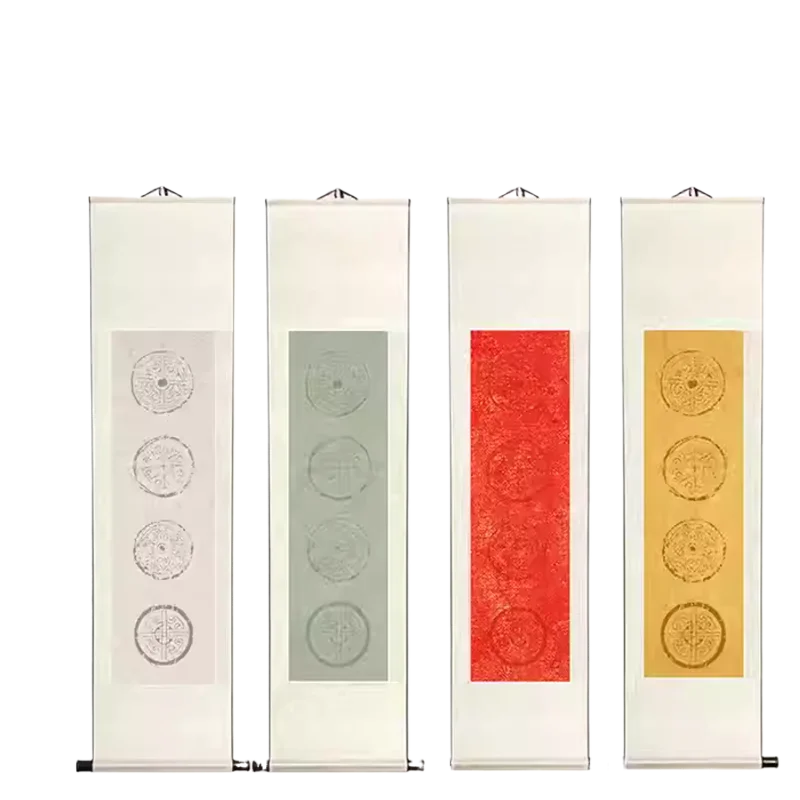 

Chinese Calligraphy Xuan Paper Hanging Scroll Blank Four Characters Rice Paper Chinese Spring Festival Decoration Hanging Axis