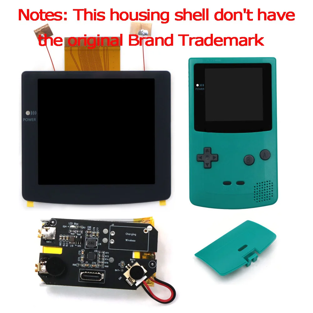 HISPEEDIDO 2,8" Laminierter IPS-LCD-Bildschirm mit Hintergrundbeleuchtung und USB-C-Aufladung, Desaturation für Gameboy Color GBC, ohne Löten