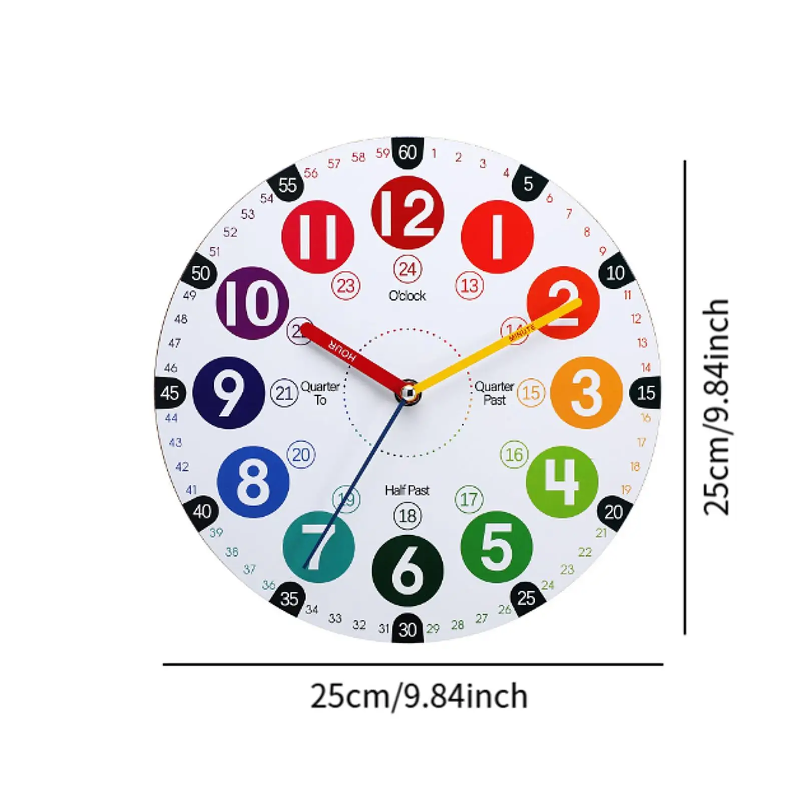 ساعة كوارتز تعليمية للأطفال تناظرية صامتة لمنزل المعلم للتطوير المبكر