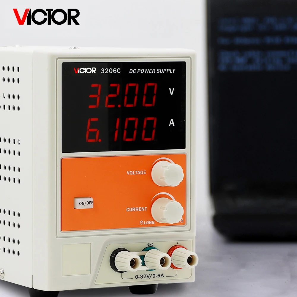 VICTOR 3206C مقعد تيار مستمر موفر طاقة تنظيمي 32 فولت 6A قابل للتعديل LED أربعة أرقام الجهد/التيار AC220V