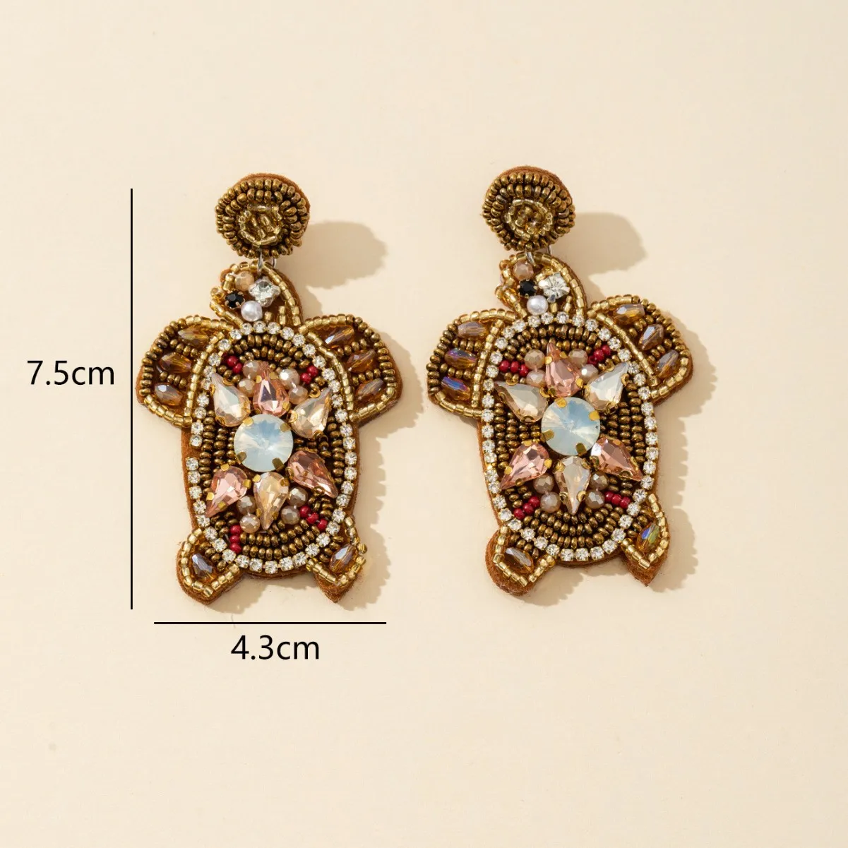 الأقراط مطرز النسيج الفن السلحفاة الأصالة الحياكة اليدوية تصميم سبيكة بوهيميا الحياة البحرية بسيطة الإناث الأرز حبة الأقراط #5