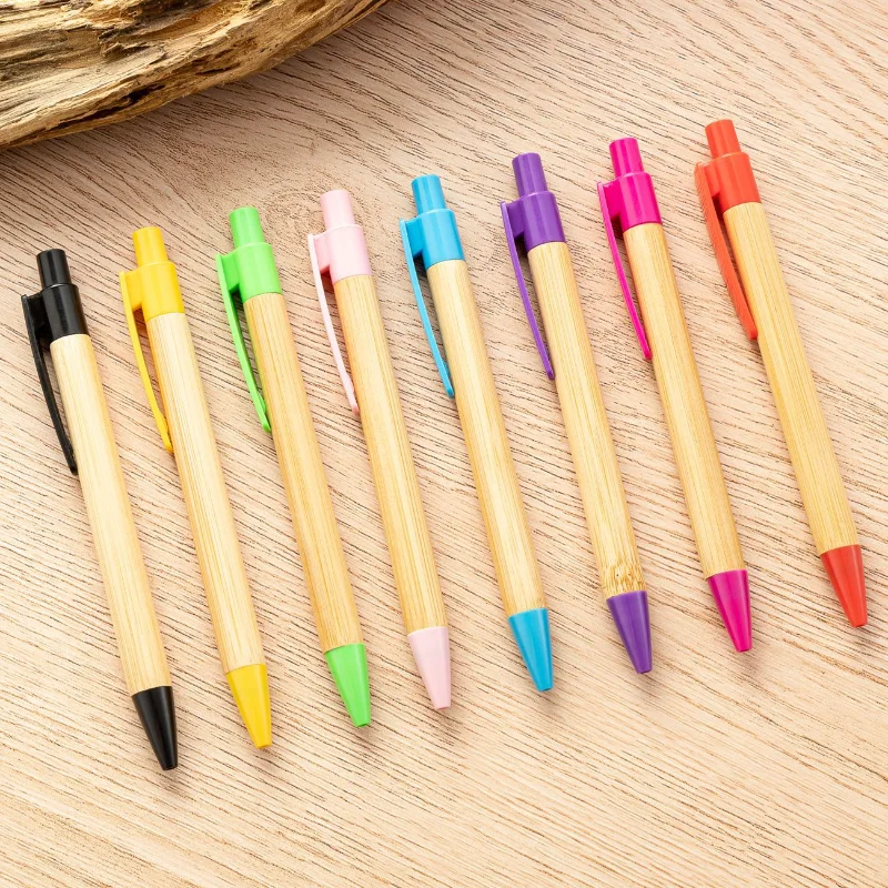 1Pcs Creative Wood Handle Bamboo Ballpoint Pen Office & School Supplies Pens