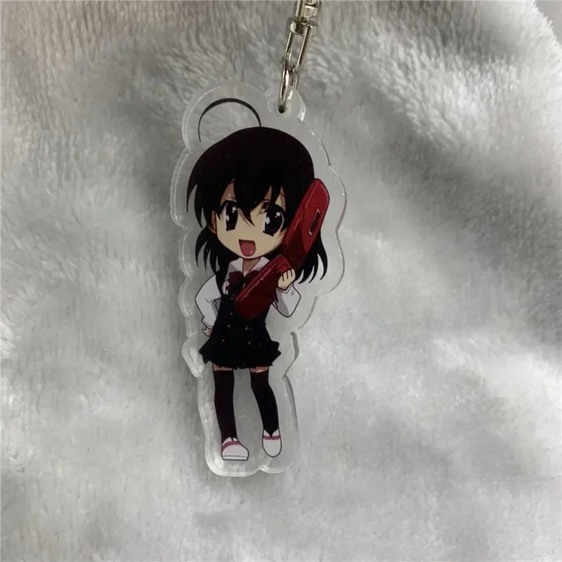 Anime Keychain Saionji Sekai Katsura Kotonoha Acrylic Keyring Strap Figure Hanging Accessories 6cm