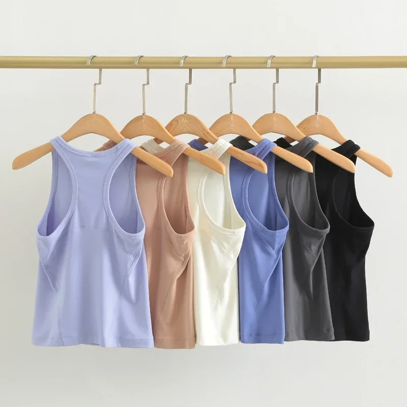 

Dupe Women's Waist-Length Racerback Tank Top Buttery-soft Four-way Stretch Tight Fit Yoga Shirts Summer Breathable Sports Vest