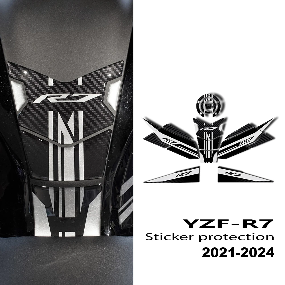 For R7 YZF R7 YZFR7 2021 2022 2023 2024 Fuel Tank Sticker Oil Gas Cap 3D Decal Cover Protector Waterproof