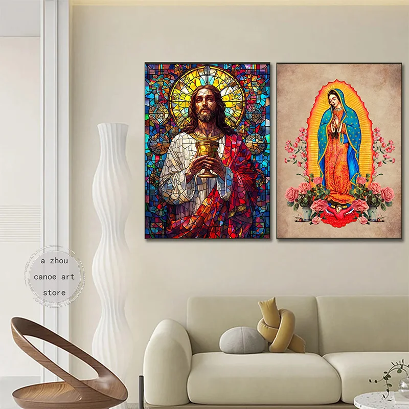 Motivational Quotes Religion Christ  Jesus Art Poster Catholic Virgin Canvas Painting Wall Prints Picture for Room Home Decor