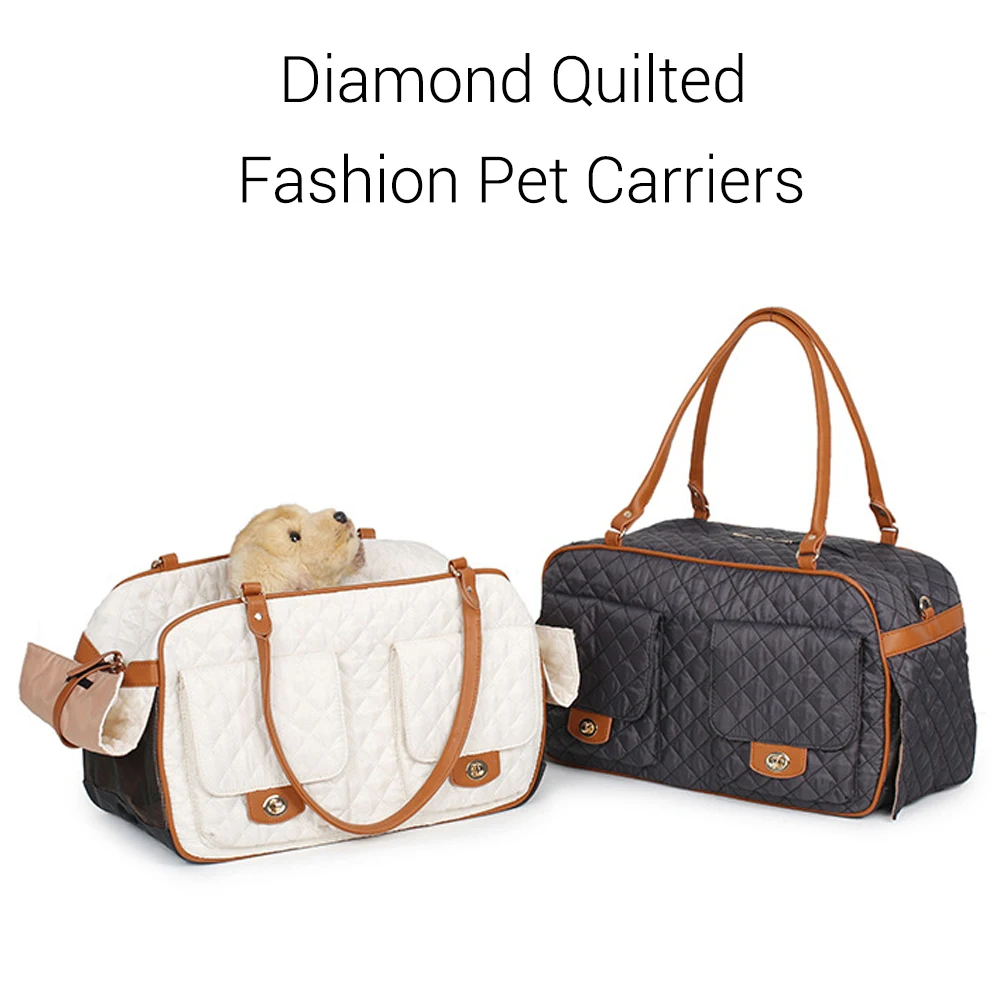 Imagem -05 - Impermeável Nylon Pet Carrier para Cães Pequenos Designer de Luxo Diamante Acolchoado Outdoor Puppy Travel Tote Bolsa Gato e Cão Portador